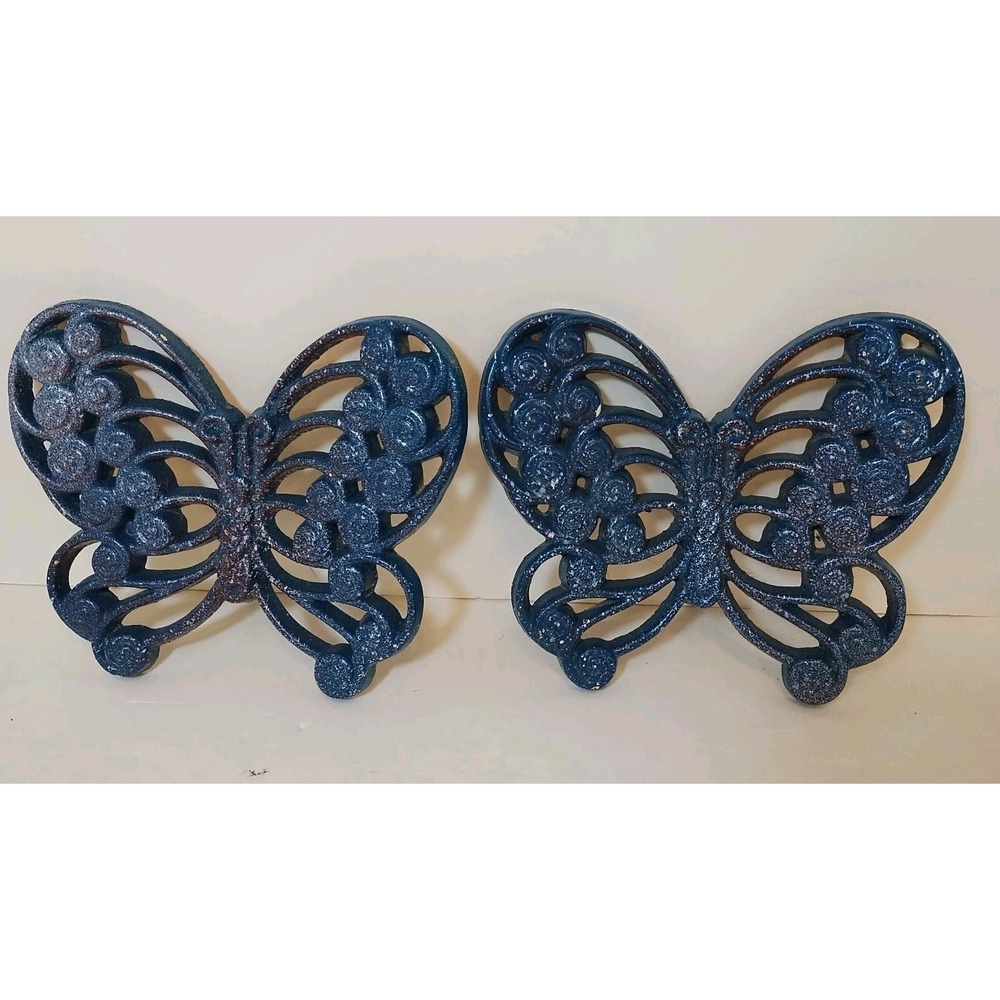 Burwood Butterflies Wall Decor Blue Set of‎ 2 6.5 X 5.5